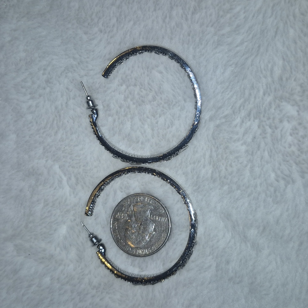Sparkling Silver Crystal Hoop Earrings - Women Jewelry - Picture 3 of 3
